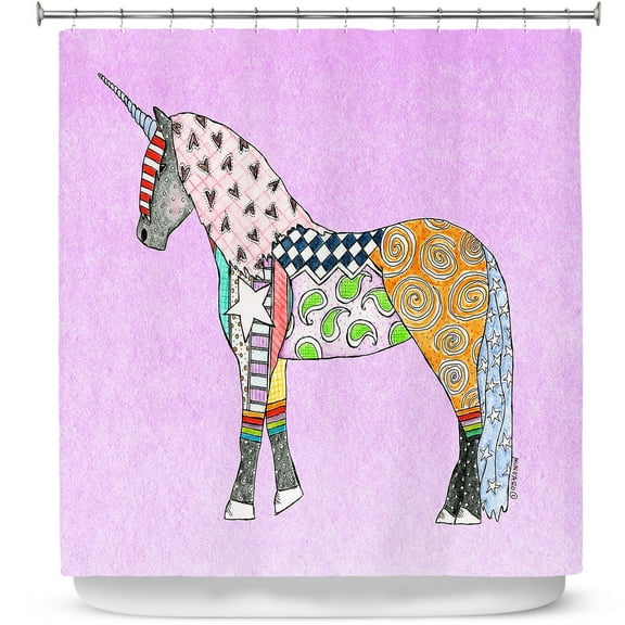 Shower Curtains 70" x 73" from DiaNoche Designs by Marley Ungaro - Unicorn Pastel Violet