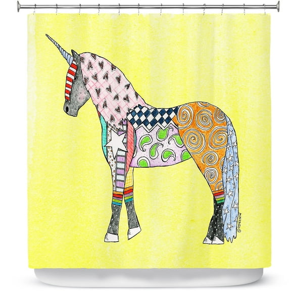 Shower Curtains 70" x 73" from DiaNoche Designs by Marley Ungaro - Unicorn Pastel Yellow