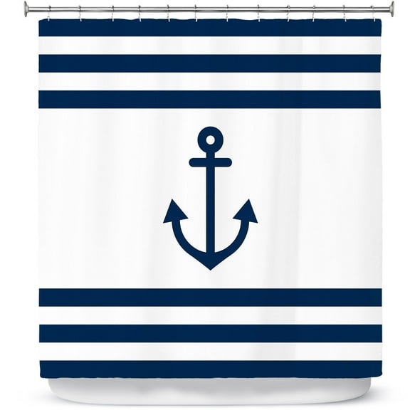 Shower Curtains 70" x 73" from DiaNoche Designs by Organic Saturation - Anchor Stripes White