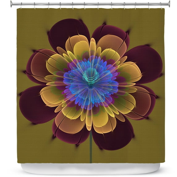 Shower Curtains 70" x 73" from DiaNoche Designs by Pam Amos - Ghost Flower Red Olive