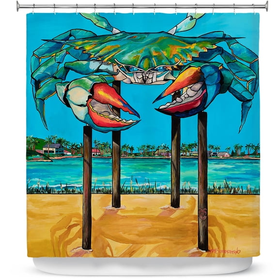 Shower Curtains 70" x 73" from DiaNoche Designs by Patti Schermerhorn - Blue Crab Rockprot