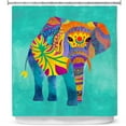 thumbnail image 1 of Shower Curtains 70" x 73" from DiaNoche Designs by Pom Graphic Design - Whimsical Elephant Aqua, 1 of 1