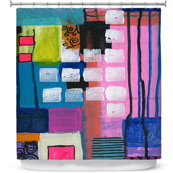 Shower Curtains 70" x 73" from DiaNoche Designs by Robin Mead - Pink Houses 1