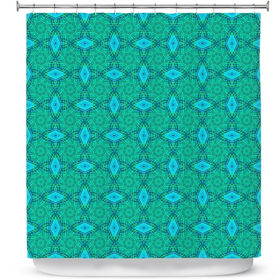 Shower Curtains 70" x 73" from DiaNoche Designs by Ruth Palmer - Teal Diamonds