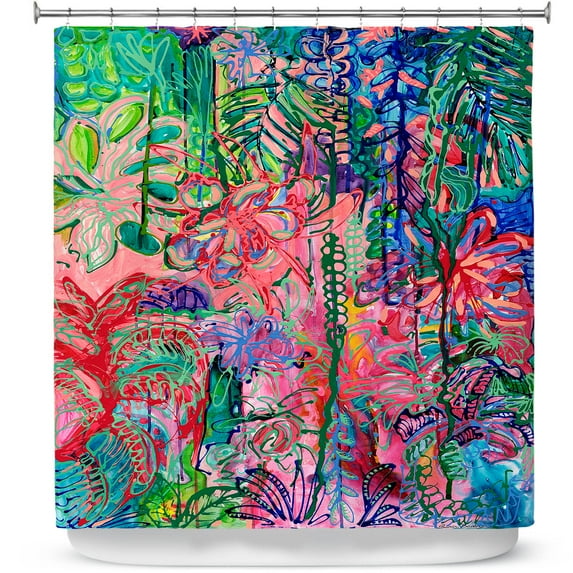 Shower Curtains 70" x 73" from DiaNoche Designs by Sonia Begley - Tropical Holiday Blooms