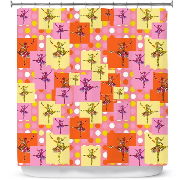 Shower Curtains 70" x 73" from DiaNoche Designs by Susie Kunzelman - Ballerina Polka Dot Pattern