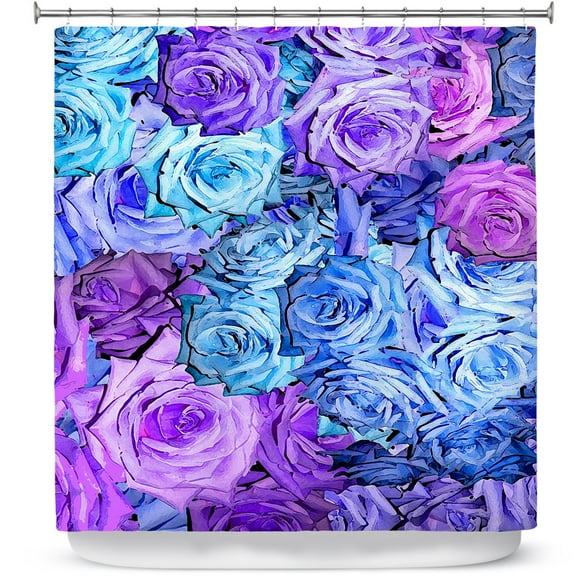 Shower Curtains 70" x 73" from DiaNoche Designs by Susie Kunzelman - Roses Lavender Blue