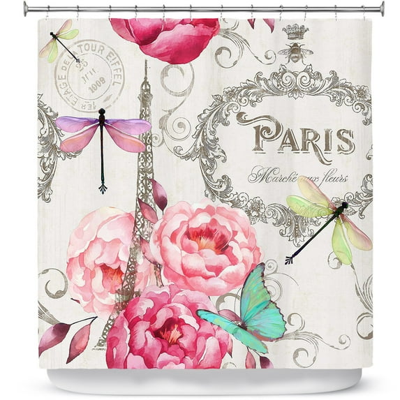 Shower Curtains 70" x 73" from DiaNoche Designs by Tina Lavoie - Paris Flower Market Pattern