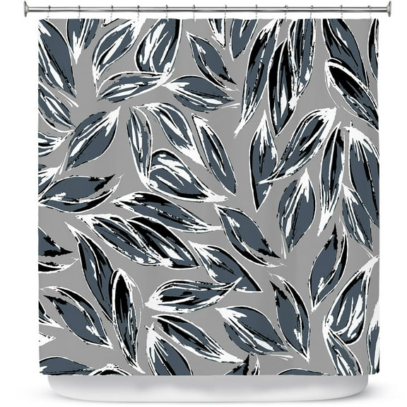 Shower Curtains 70" x 73" from DiaNoche Designs by Zara Martina - Grey Leafy Layers