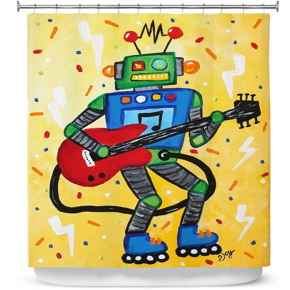 Shower Curtains 70" x 73" from DiaNoche Designs by nJoy Art - Rock N Roll Robot