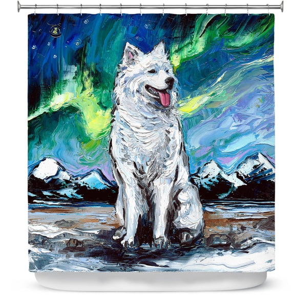 Shower Curtains 70" x 84" from DiaNoche Designs by Aja Ann - Samoyed Dog