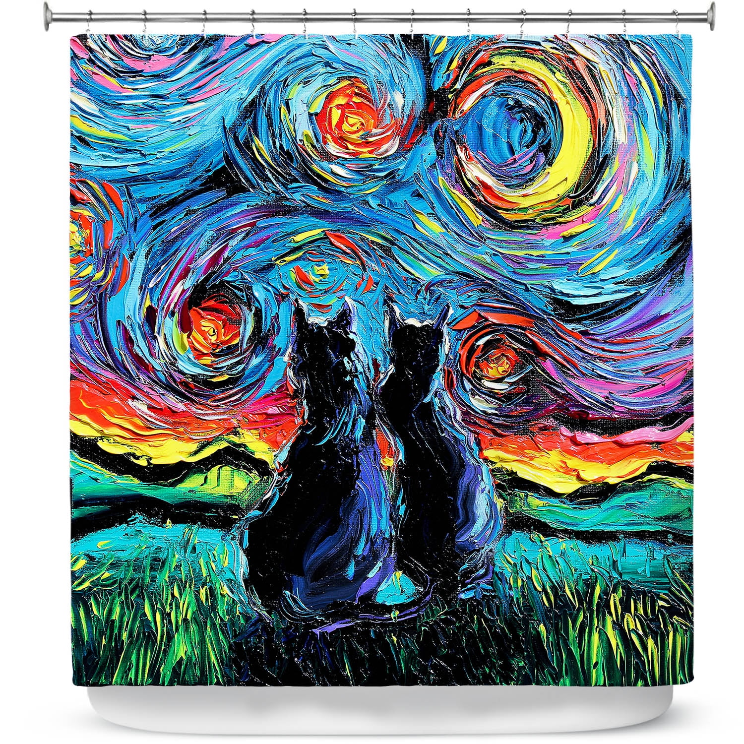 Shower Curtains 70" x 84" from DiaNoche Designs by Aja Ann - van Gogh Cats 1