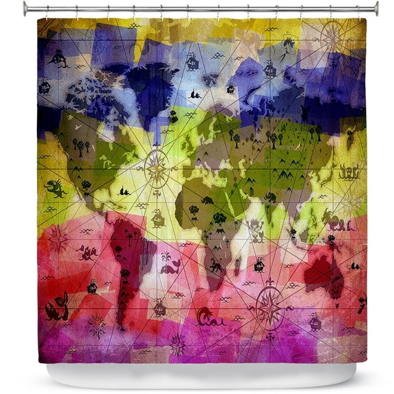 Shower Curtains 70" x 84" from DiaNoche Designs by Angelina Vick - Whimsical World Map VI