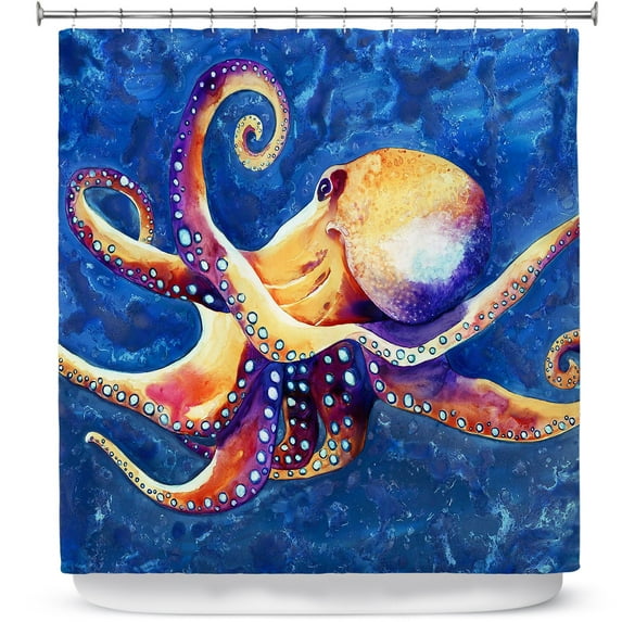 Shower Curtains 70" x 84" from DiaNoche Designs by Brazen Design Studio - Adrift Octopus