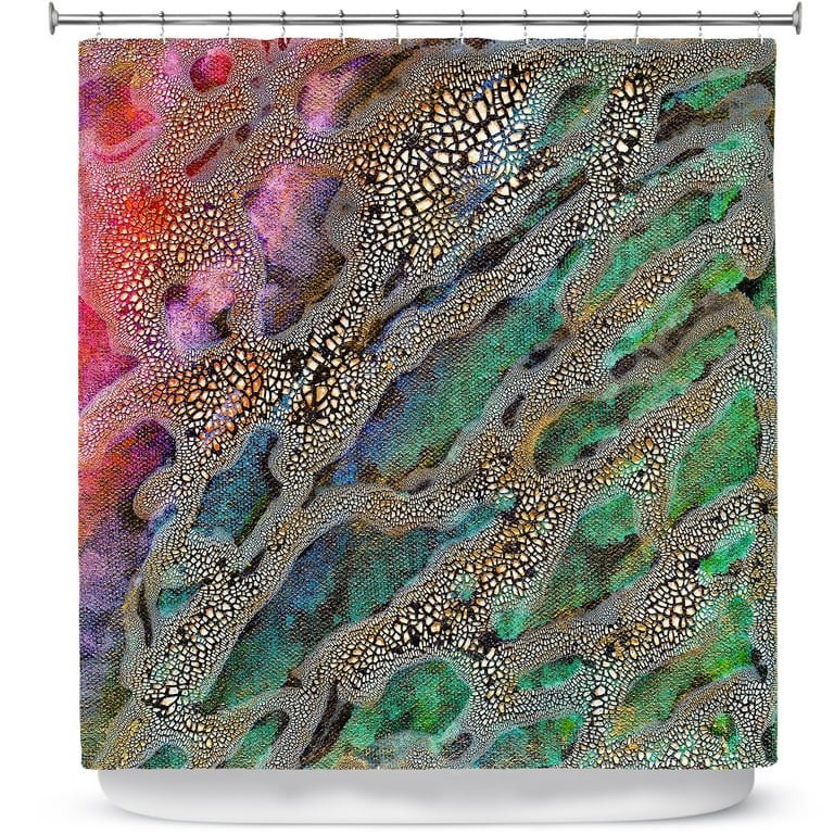 Shower Curtains 70 x 84 from DiaNoche Designs by Brazen Design Studio -  Pink Green Abstract 