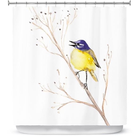 Shower Curtains 70" x 84" from DiaNoche Designs by Brazen Design Studio - Yellow Wagtail Bird