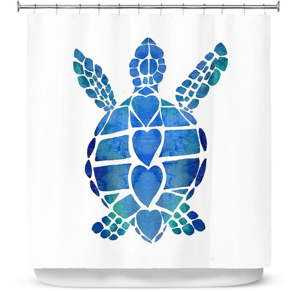 Shower Curtains 70" x 84" from DiaNoche Designs by Catherine Holcombe - Turtle Love Blue