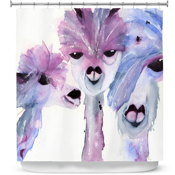 Shower Curtains 70" x 84" from DiaNoche Designs by Dawn Derman - 3 Alpacas