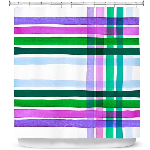 Shower Curtains 70" x 84" from DiaNoche Designs by Julia Di Sano - Colorful Plaid Stripes II