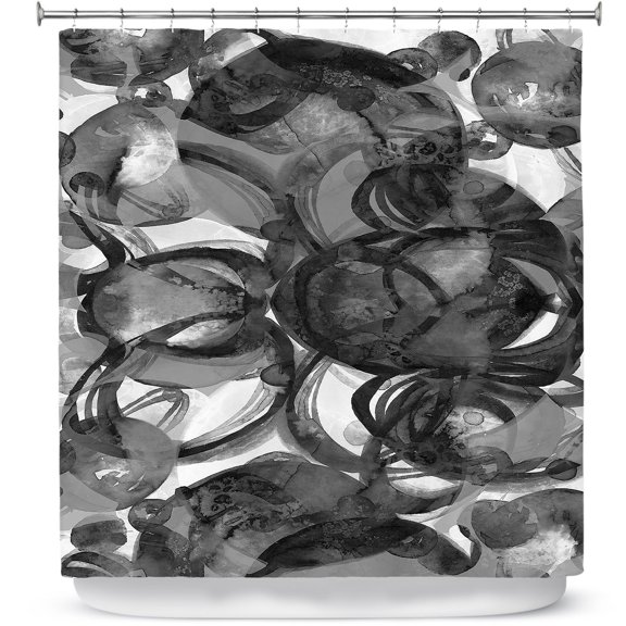 Shower Curtains 70" x 84" from DiaNoche Designs by Julia Di Sano - Final Eclipse Grey Black