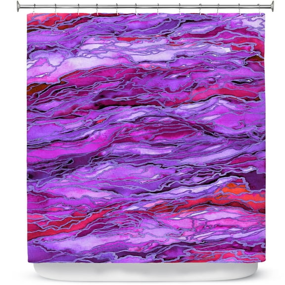 Shower Curtains 70" x 84" from DiaNoche Designs by Julia Di Sano - Marble Idea Purple Red
