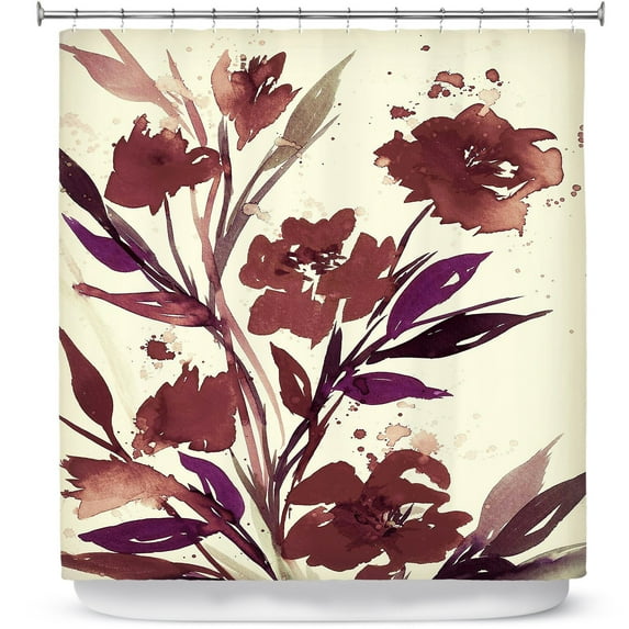 Shower Curtains 70" x 84" from DiaNoche Designs by Julia Di Sano - Pocketful Posies Brown