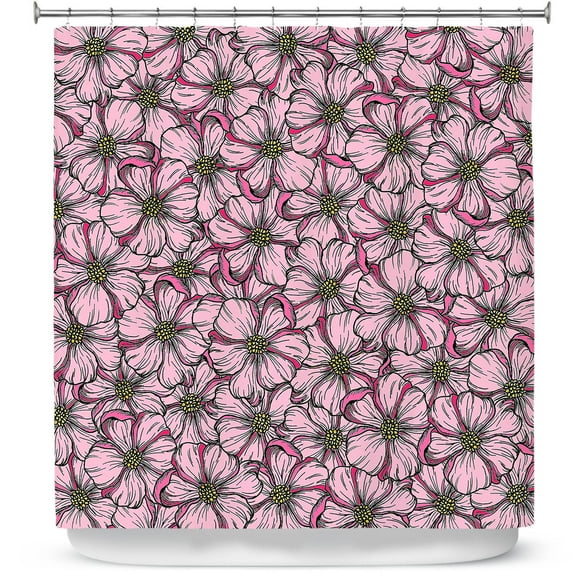 Shower Curtains 70" x 84" from DiaNoche Designs by Julia Di Sano - Wild Blooms Pink Yellow