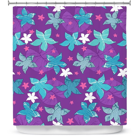 Shower Curtains 70" x 84" from DiaNoche Designs by Julia Grifol - Sea Flowers Purple