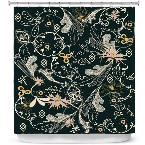 Shower Curtains 70" x 84" from DiaNoche Designs by Julie Ansbro - Modern Morris Black