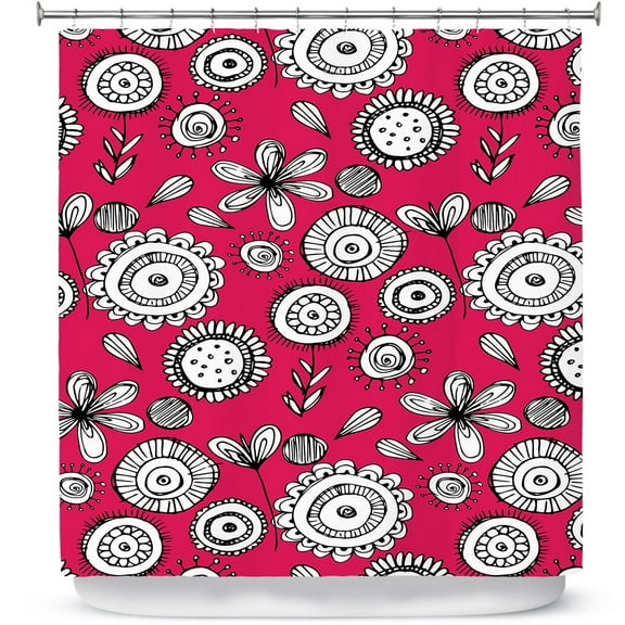 Shower Curtains 70" x 84" from DiaNoche Designs by Kim Hubball - Floral Doodle Pink 1