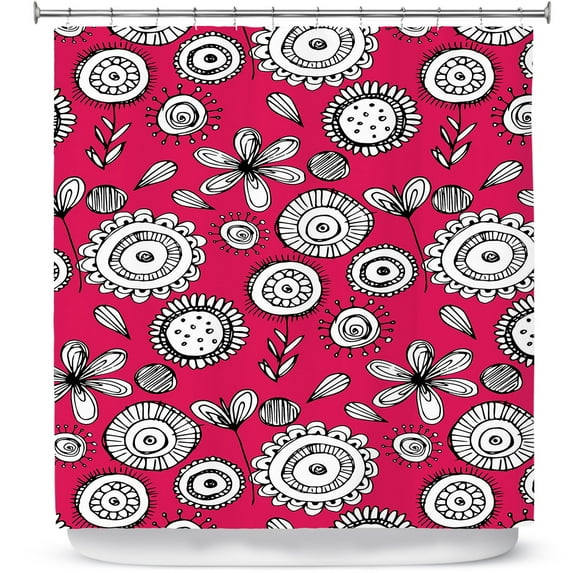 Shower Curtains 70" x 84" from DiaNoche Designs by Kim Hubball - Floral Doodle Pink 1