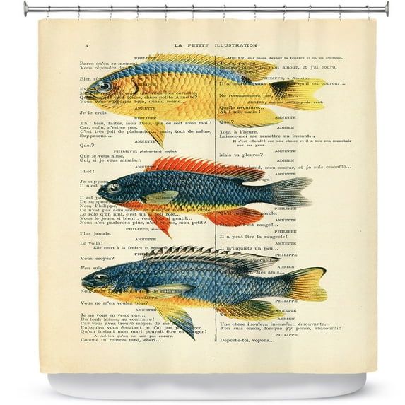 Shower Curtains 70" x 84" from DiaNoche Designs by Madame Memento - Fish