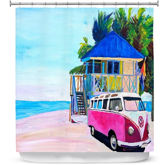 Shower Curtains 70" x 84" from DiaNoche Designs by Markus Bleichner - Pink Surf Bus I