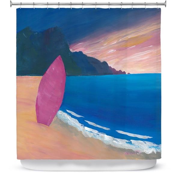 Shower Curtains 70" x 84" from DiaNoche Designs by Markus Bleichner - Pink Surfboard