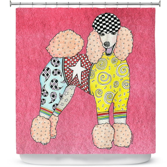 Shower Curtains 70" x 84" from DiaNoche Designs by Marley Ungaro - Poodle Dog Pink