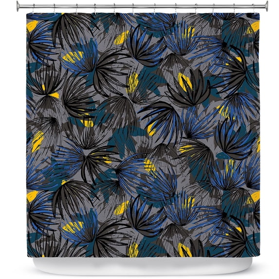 Shower Curtains 70" x 84" from DiaNoche Designs by Metka Hiti - Modern Floral Blue
