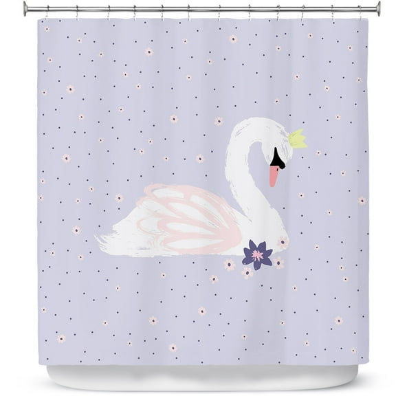 Shower Curtains 70" x 84" from DiaNoche Designs by Metka Hiti - Swan 1 Light Puple