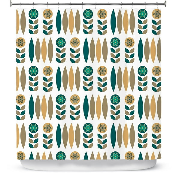 Shower Curtains 70" x 84" from DiaNoche Designs by Nika Martinez - Mid Century Winter Floral