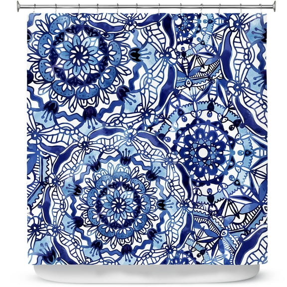 Shower Curtains 70" x 84" from DiaNoche Designs by Noonday Design - Delft Blue Mandalas