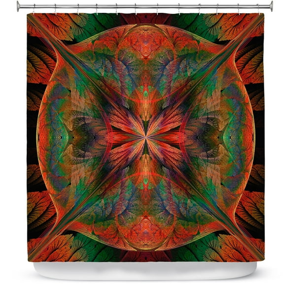 Shower Curtains 70" x 84" from DiaNoche Designs by Pam Amos - Leafy Mandala Red Green