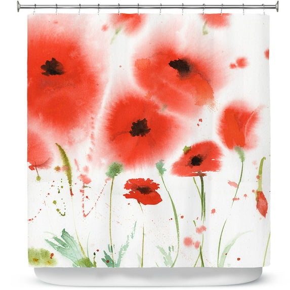 Shower Curtains 70" x 84" from DiaNoche Designs by Sheila Golden - Red Poppies