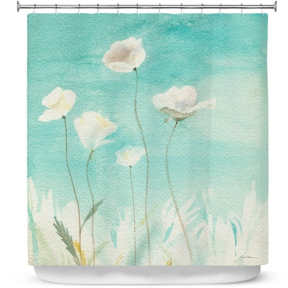 Shower Curtains 70" x 84" from DiaNoche Designs by Sheila Golden - White Poppies