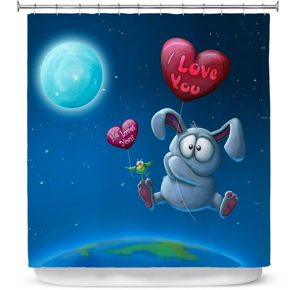 Shower Curtains 70" x 84" from DiaNoche Designs by Tooshtoosh - Balloon Bunny