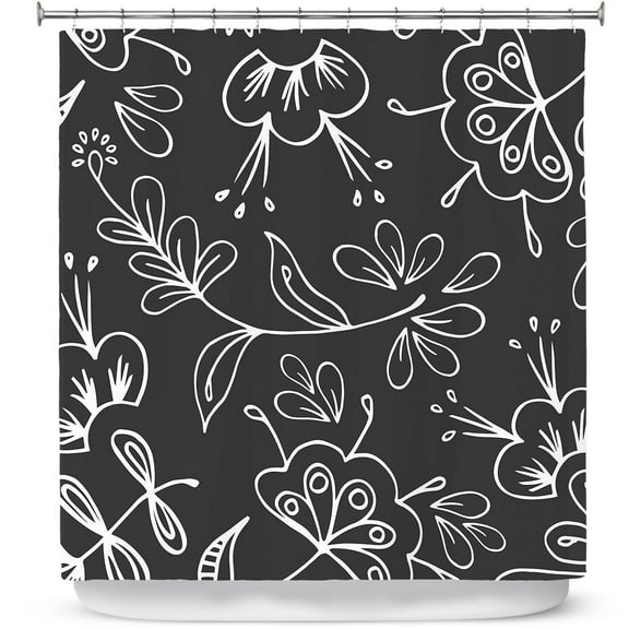 Shower Curtains 70" x 84" from DiaNoche Designs by Zara Martina - Charcoal Flora Mix