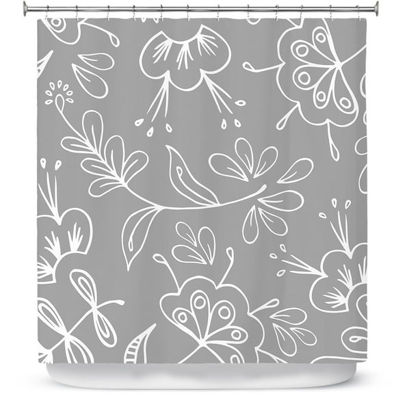 Shower Curtains 70" x 84" from DiaNoche Designs by Zara Martina - Grey Flora Mix