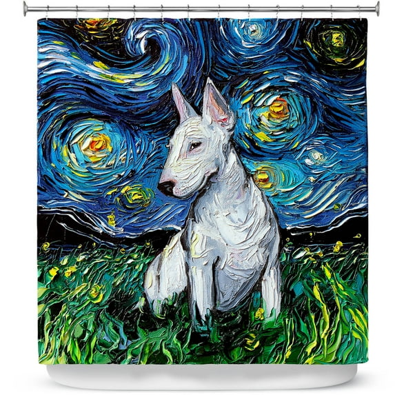 Shower Curtains 70" x 93" from DiaNoche Designs by Aja Ann - Bull Terrier Dog