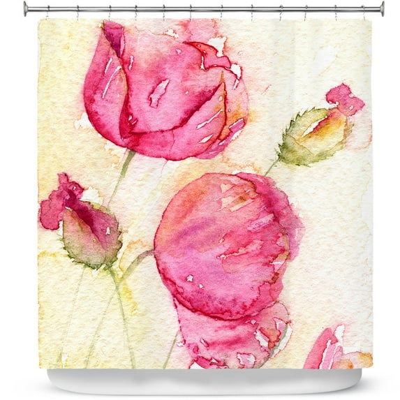 Shower Curtains 70" x 93" from DiaNoche Designs by Amanda Hawkins - Pretty Poppies