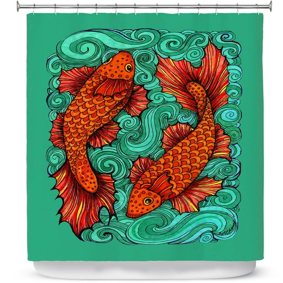 Shower Curtains 70" x 93" from DiaNoche Designs by Ann-Marie Cheung - Two Fish