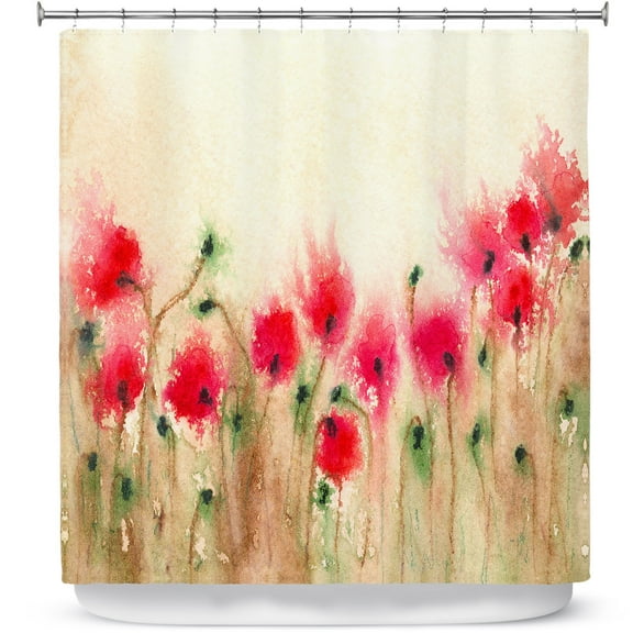 Shower Curtains 70" x 93" from DiaNoche Designs by Brazen Design Studio - Field of Poppies