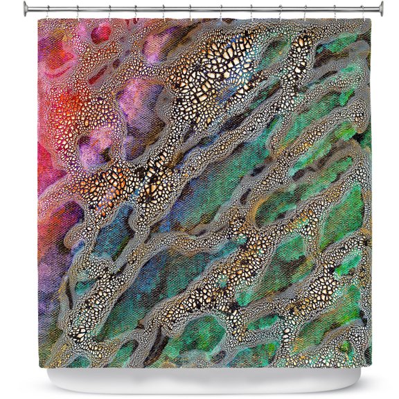 Shower Curtains 70" x 93" from DiaNoche Designs by Brazen Design Studio - Pink Green Abstract